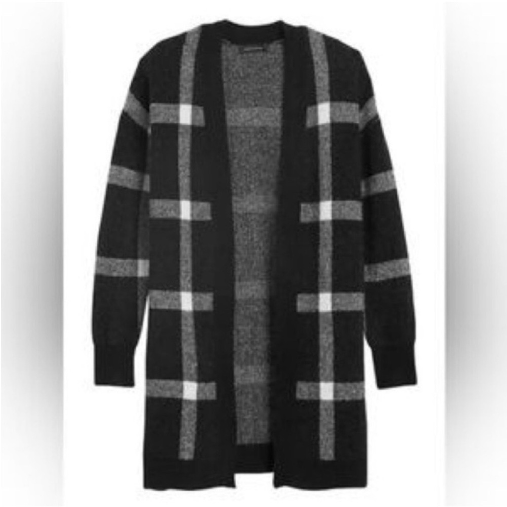 Banana Republic Black and Gray Checkered Cardigan